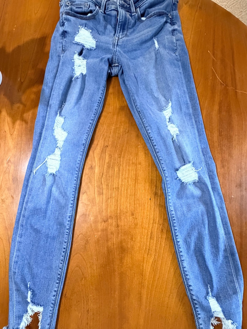 Express Distressed Light Blue Skinny Jeans